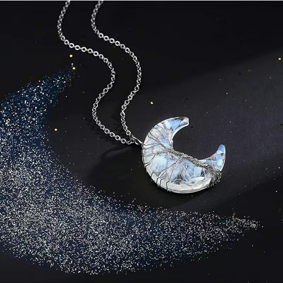 🌙 Opal Crescent Moon Necklace ✨️  ◇ Item Must Be Bundled ◇ - Picture 2 of 6